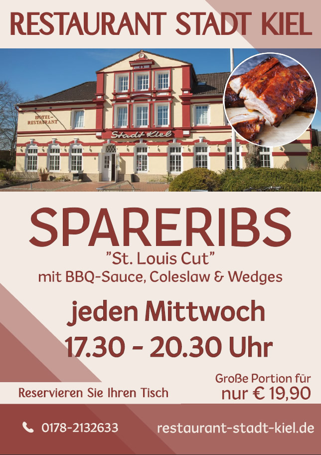 Für BBQ-Fans: Spare Ribs "St. Louis Cut" im Stadt Kiel